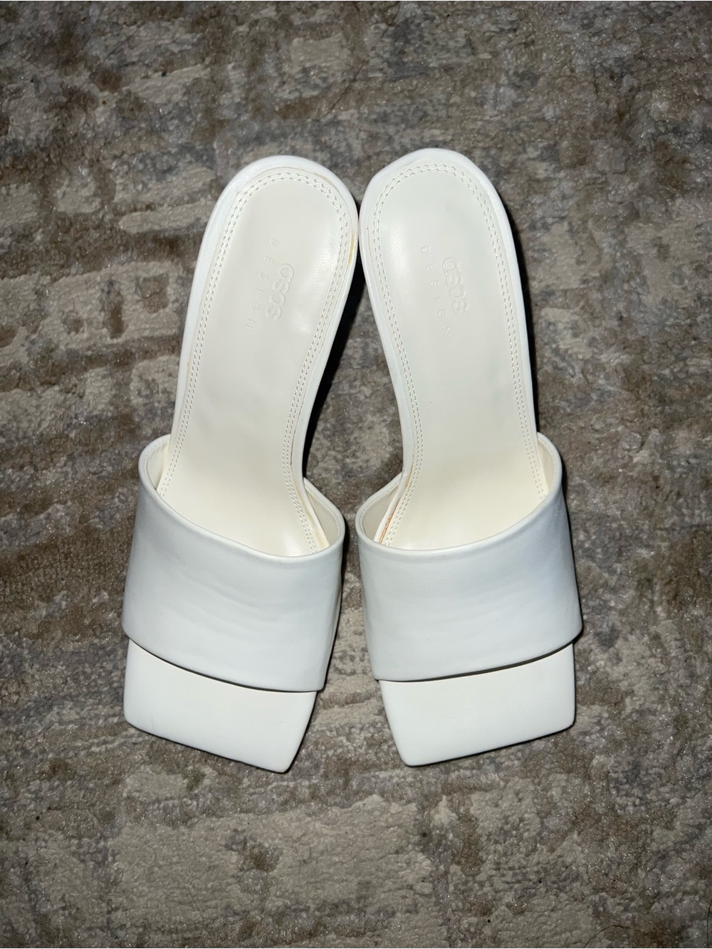 ASOS White Square-Toe Slide Mules